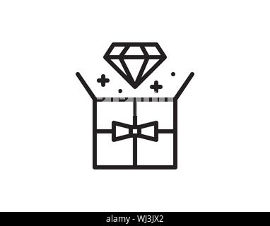 Open box with icon of diamond vector image Stock Vector