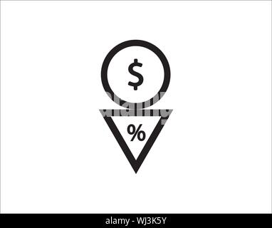 Cost reduction icon. Dollar Down Icon vector. Mail Icon Symbols vector. symbol for web site Computer and mobile vector. - Vector Stock Vector