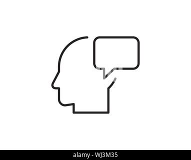 Head with Speech Bubble Icon Vector, Communication Thinking Illustration Stock Vector