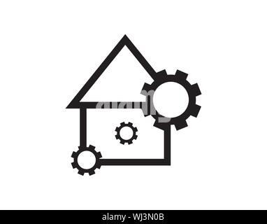 Gear house logo icon design vector image Stock Vector