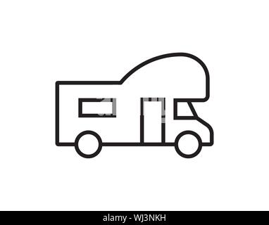 Camper Van Travel Vehicle Line Icon Vector Stock Vector