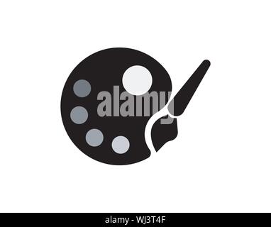 Paint Palette and Brush Art Icon Vector Stock Vector