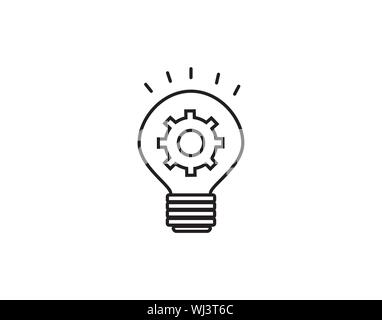 Vector innovation icon. Light bulb and cog inside. Premium quality graphic design element. Modern sign, linear pictogram, outline symbol, simple thin Stock Vector