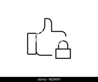 Secure Like Approval Lock Icon Vector Stock Vector