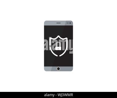 Secure Smartphone Shield Lock Icon Vector Stock Vector