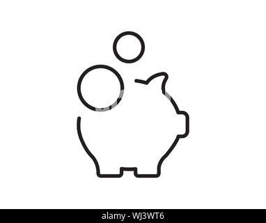 Piggy Bank. Fully scalable vector icon in outline style. - Vector Stock Vector