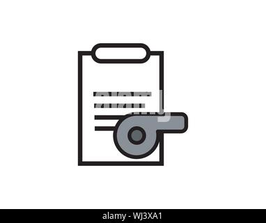 Clipboard Document Alert Whistle Notification Icon Vector Stock Vector