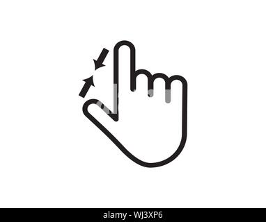 swipe up and down linear icon. hand with finger and arrow. Line with editable stroke - Vector Stock Vector