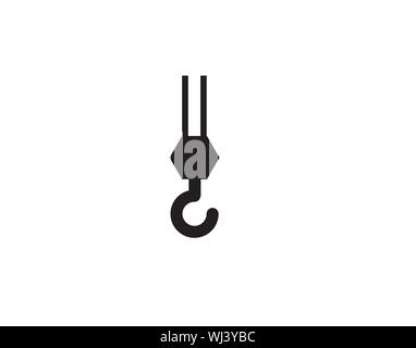Crane hook icon vector. Simple flat symbol. Perfect  pictogram illustration on white background. Stock Vector