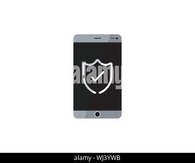 Secure Smartphone Shield Protection Icon Vector Stock Vector