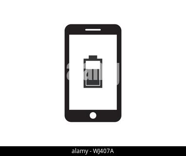 Smartphone Low Battery Warning Icon Vector Illustration Stock Vector