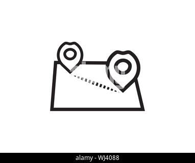 Distance line icon navigation route map pointer vector image Stock Vector