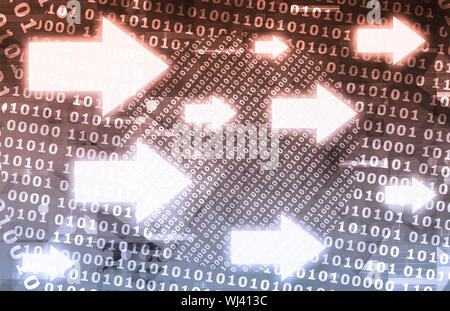 Binary Data Stream with Arrows on Digital Abstract Stock Photo