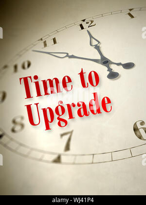 An illustration of a vintage clock with the words time to upgrade Stock Photo