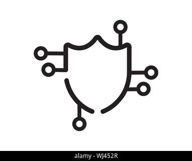 Cyber security logo with shield vector image Stock Vector