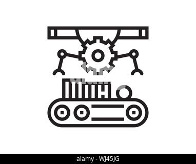 Robotic packaging line icon. - Vector Stock Vector