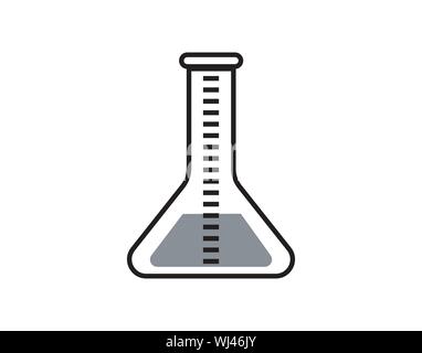Chemistry flask icon in black and white colors vector image Stock Vector