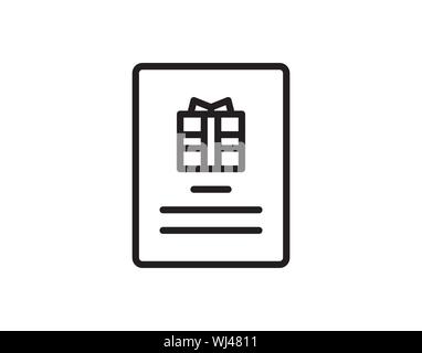 gift card icon, thin line, black color icon Stock Vector