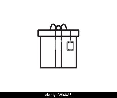 Gift box with ribbon line icon, outline vector sign, linear style pictogram isolated on white. Symbol, logo illustration. Stock Vector