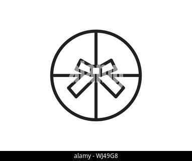 Round Gift Box Icon Vector, Present Ribbon Line Illustration Stock Vector
