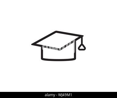 Graduation Cap Icon Vector, Education Success Line Illustration Stock Vector