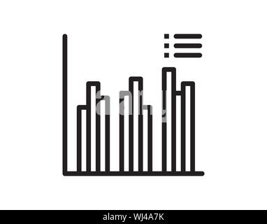Analytics Bar Graph Icon in Minimal Line Outline Style Stock Vector