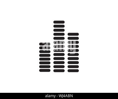 Equalizer Audio Levels Icon in Solid Minimal Style Stock Vector