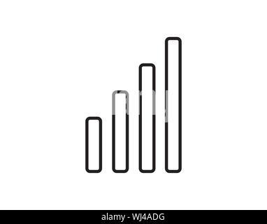 Signal Strength Bars Icon in Minimal Line Outline Style Stock Vector