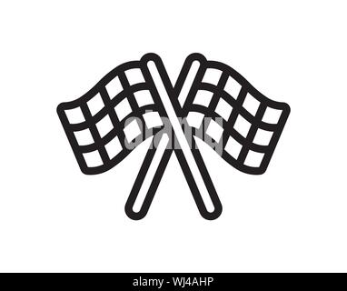 Crossed racing flags icon vector image Stock Vector