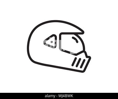 Motorcycle Helmet Icon in Minimal Line Outline Style Stock Vector