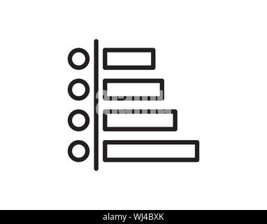 List Menu Icon with Bullets and Horizontal Bars Stock Vector