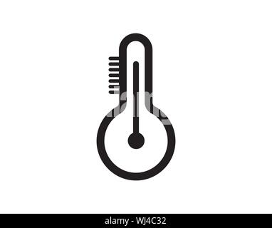 Thermometer Temperature Icon in Clean Minimal Line Style Stock Vector