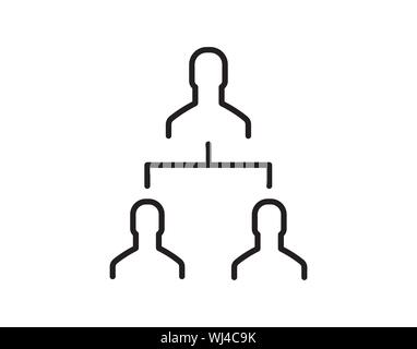 Hierarchy Structure Icon with Leader and Two Subordinates Stock Vector