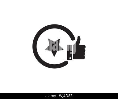 Quality Approval Icon with Star and Thumbs Up Stock Vector