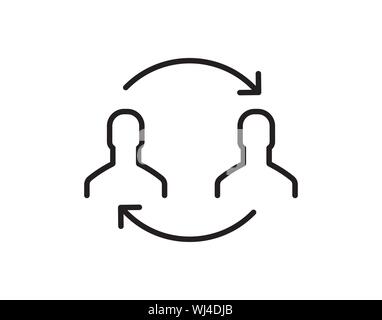 User Sync Exchange Icon with Arrows in Line Style Stock Vector