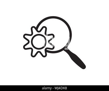 Search Settings Icon with Magnifying Glass and Gear Stock Vector