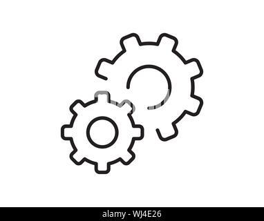 Two Gear Settings Icon in Minimal Line Outline Style Stock Vector
