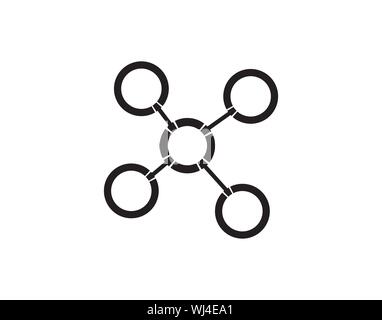 Hub network connection isolated minimal flat line icon - Vector Stock Vector