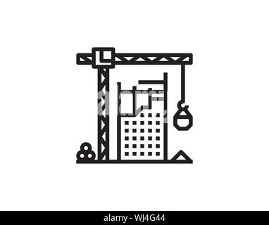 Construction crane line icon construction vector image Stock Vector