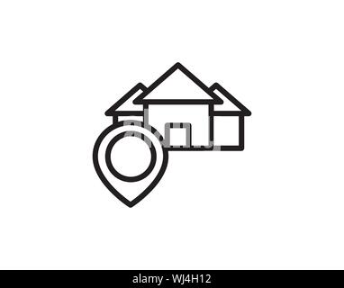 Home location line icon vector image Stock Vector