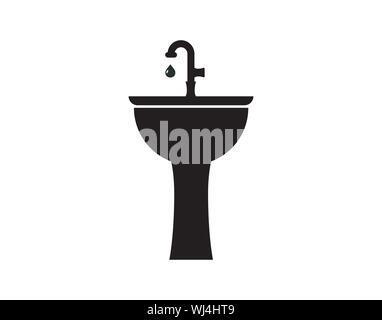 Wash Basin Sink Faucet Hygiene Outline Icon Vector Stock Vector