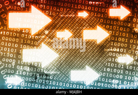 Binary Data Stream with Arrows on Digital Abstract Stock Photo