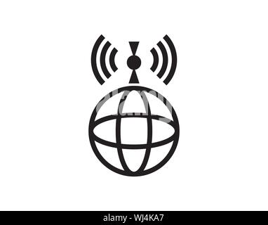 World Wide Internet Signal outline icon. linear style sign for mobile concept and web design. Globe and antenna simple line vector icon. Symbol, logo. Stock Vector
