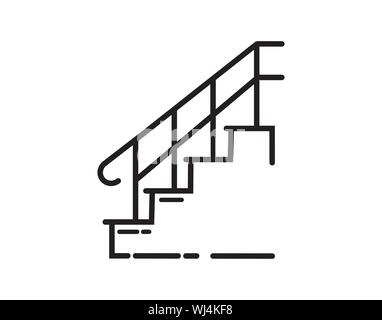 Staircase With Handrail Architecture Outline Icon Vector Stock Vector
