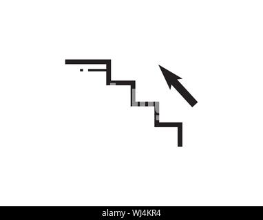 Rising Stairs Growth Progress Arrow Icon Vector Stock Vector