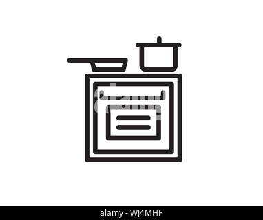 Kitchen Stove Cooking Appliance Outline Icon Vector Stock Vector