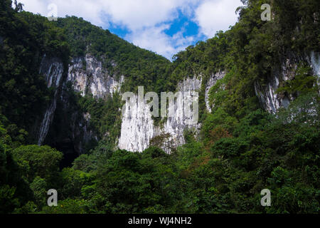 Fantastic mountain rock formations in Gunung National Park, Mulu, Sarawak, Borneo, Malaysia. Stock Photo