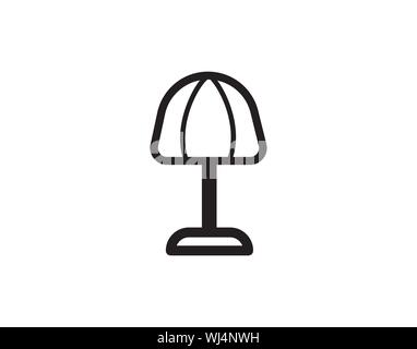 Table Lamp Outline Icon Home Interior Vector Stock Vector