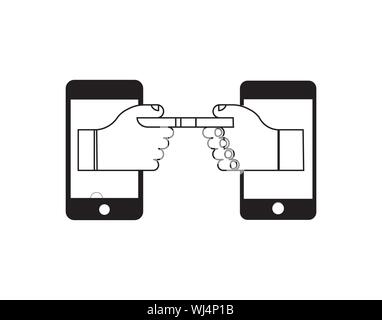 Mobile Payment Fist Bump Transfer Icon Vector Stock Vector