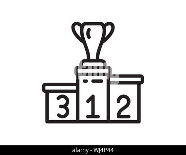 Prize podium with cup icon outline style vector image Stock Vector